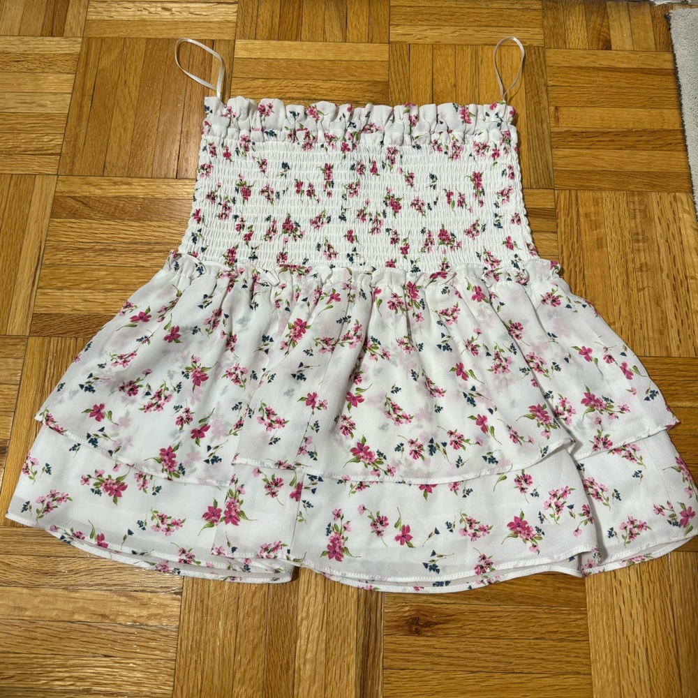 AQUA smocked floral skirt